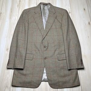 Paul Stuart Scotland Tweed Wool Big Windowpane Sport Coat Mens Size 43L Blazer